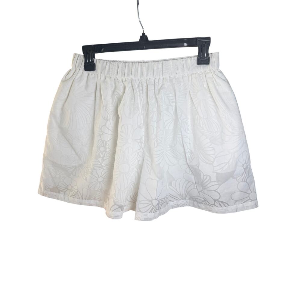0267 Roseanna Paris White Floral Jacquard Mini Shorts Size 38 US 6 French